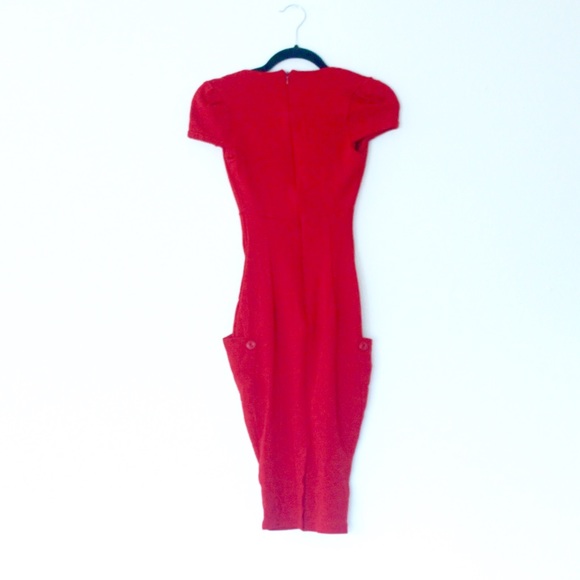 ASOS ❤️ FITTED RED DRESS W/ POCKETS - Picture 5 of 6